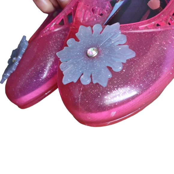 Frozen II Girl's Size 2 Pink Blue Snowflake Cutout Jelly Ballet Slipper … - Picture 9 of 13